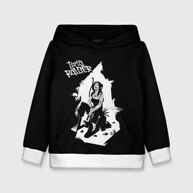 Детская толстовка 3D с принтом BW Lara в Ухте, 100% полиэстер | двухслойный капюшон со шнурком для регулировки, мягкие манжеты на рукавах и по низу толстовки, спереди карман-кенгуру с мягким внутренним слоем | game | games | lara croft | tomb rider | игра | игры | лара крофт | расхитительница гробниц | томб райдер