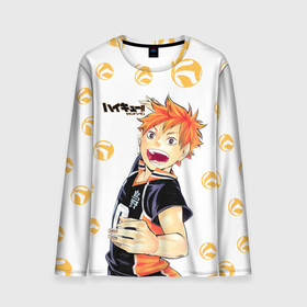 Мужской лонгслив 3D с принтом Мощный удар Шоё Хината Haikyuu!! в Ухте, 100% полиэстер | длинные рукава, круглый вырез горловины, полуприлегающий силуэт | 10 номер | haikyu | haikyuu | hinata shoyo | karasuno | аниме | волейбол | волейбольный клуб | карасуно | коротышка | красный | мальчик мяч | манга | рыжик | старшая школа | хаикую | чиби чан | шоё хината