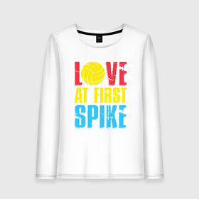 Женский лонгслив хлопок с принтом Love at first spike в Ухте, 100% хлопок |  | ball | beach | game | sport | volley | volleyball | волейбол | волейболист | волейболистка | гол | игра | игрок | мяч | площадка | пляж | пляжный | победа | сетка | спорт | тренер | чемпион