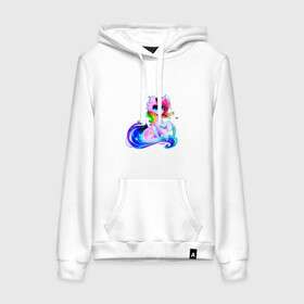 Женская толстовка с принтом Единорог в Ухте, френч-терри, мягкий теплый начес внутри (100% хлопок) | карман-кенгуру, эластичные манжеты и нижняя кромка, капюшон с подкладом и шнурком | единорог | радужное | радужный единорог | разноцветный единорог | сказочное