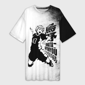 Платье-футболка 3D с принтом Шоё Хината удар сверху Haikyuu в Ухте,  |  | 10 номер | haikyu | haikyuu | hinata shoyo | karasuno | аниме | волейбол | волейбольный клуб | карасуно | коротышка | красный | мальчик мяч | манга | рыжик | старшая школа | хаикую | чиби чан | шоё хината