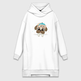 Платье-худи хлопок с принтом Собачка в кепке Hero в Ухте,  |  | cute | dog | woof | гав | забавный | пес | смешной | собака | щенок