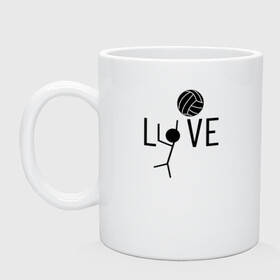 Кружка керамическая с принтом LOVE VOLLEYBALL в Ухте, керамика | объем — 330 мл, диаметр — 80 мм. Принт наносится на бока кружки, можно сделать два разных изображения | anime | haikyu | haikyuu | karasuno | manga | аниме | волейбол | волейбольный клуб | игрок | карасуно | люблю | манга | мяч | силуэт | старшая школа | схематично | хаику | хаикую | человечек | черный