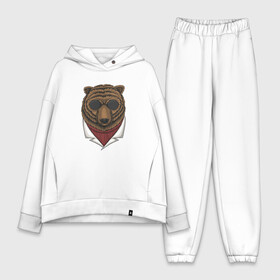 Женский костюм хлопок Oversize с принтом Крутой Медведь в очках в Ухте,  |  | bear | grizzly | kuma | гриззли | гризли | грозный | крутой | медведь | медвежонок | мишка