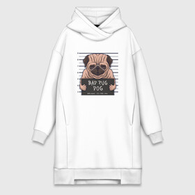Платье-худи хлопок с принтом Bad pug dog в Ухте,  |  | cute | dog | pug | woof | гав | забавный | мопс | пес | песель | песик | смешной | собака | собачка | щенок