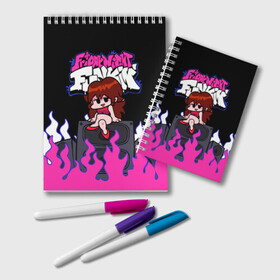 Блокнот Girlfriend: в Ухте, 100% бумага | 48 листов, плотность листов — 60 г/м2, плотность картонной обложки — 250 г/м2. Листы скреплены удобной пружинной спиралью. Цвет линий — светло-серый
 | friday | friday night | funkin | game | girlfriend | night | девушка