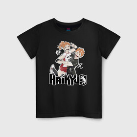 Детская футболка хлопок с принтом Натсу и Шоё Хината Haikyu!! в Ухте, 100% хлопок | круглый вырез горловины, полуприлегающий силуэт, длина до линии бедер | 10 номер | haikyu | haikyuu | hinata natsu | hinata shoyo | karasuno | аниме | волейбол | волейбольный клуб | карасуно | мальчик мяч | манга | рыжик | сестра | старшая школа | хаикую | чиби чан | шоё хината