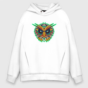 Мужское худи Oversize хлопок Филин орнамент: в Ухте, френч-терри — 70% хлопок, 30% полиэстер. Мягкий теплый начес внутри —100% хлопок | боковые карманы, эластичные манжеты и нижняя кромка, капюшон на магнитной кнопке | owl | орнамент | птица | птицы | сова | филин