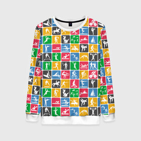 Женский свитшот 3D с принтом СПОРТ в Ухте, 100% полиэстер с мягким внутренним слоем | круглый вырез горловины, мягкая резинка на манжетах и поясе, свободная посадка по фигуре | sport | баскетбол | бейсбол | биатлон | бокс | боулинг | волейбол | гольф | зож | крикет | легкая атлетика | лыжный спорт | мма | плавание | регби | спорт | спортсмен | теннис | тяжелая атлетика