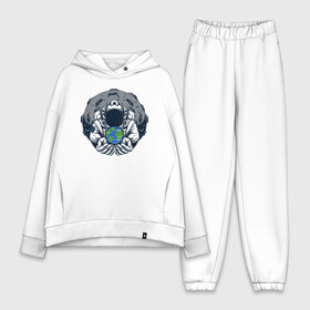 Женский костюм хлопок Oversize с принтом Земля в руках в Ухте,  |  | арт | земля | иллюстрация | космонавт | луна