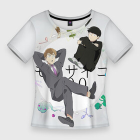 Женская футболка 3D Slim Моб и учитель Рейген Аратака: в Ухте,  |  | mob | mob anime | mob psycho | mob аниме | аниме моб | кагеяма моб | кагеяма сигео | моб | моб психо | моб психо 100 | моб психо 100 арт | моб психо арт | рейген аратака | рейген аратака моб психо | рейген и моб