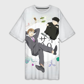 Платье-футболка 3D Моб и учитель Рейген Аратака: в Ухте,  |  | mob | mob anime | mob psycho | mob аниме | аниме моб | кагеяма моб | кагеяма сигео | моб | моб психо | моб психо 100 | моб психо 100 арт | моб психо арт | рейген аратака | рейген аратака моб психо | рейген и моб