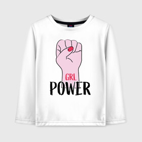Детский лонгслив хлопок с принтом Girl Power в Ухте, 100% хлопок | круглый вырез горловины, полуприлегающий силуэт, длина до линии бедер | girl | power | арт | иллюстрация | сила | феменизм