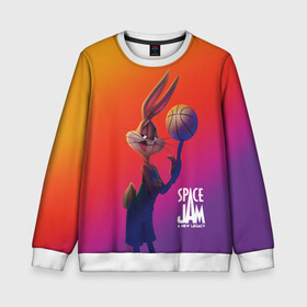 Детский свитшот 3D с принтом Space Jam 2 Багз Банни в Ухте, 100% полиэстер | свободная посадка, прямой крой, мягкая тканевая резинка на рукавах и понизу свитшота | bugs bunny | space jam | space jam 2 | space jam a new legacy | vdzabma | багз банни | космический джем | космический джем 2 | космический джем: новое поколение