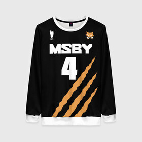 Женский свитшот 3D с принтом 4 | MSBY | BLACK JACKALS в Ухте, 100% полиэстер с мягким внутренним слоем | круглый вырез горловины, мягкая резинка на манжетах и поясе, свободная посадка по фигуре | black jackals | fly high | haikyuu | meian | msby | аниме | волейбол | карасуно | хайкью карасуно | хината