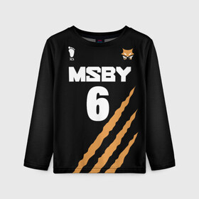 Детский лонгслив 3D с принтом 6 | MSBY | BLACK JACKALS в Ухте, 100% полиэстер | длинные рукава, круглый вырез горловины, полуприлегающий силуэт
 | black jackals | fly high | haikyuu | inunaki | msby | аниме | волейбол | инунаки | карасуно | хайкью карасуно | хината