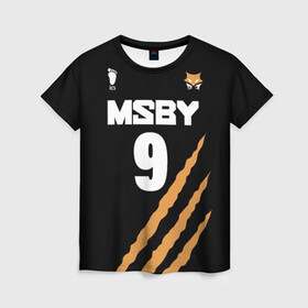 Женская футболка 3D с принтом 9 | MSBY | BLACK JACKALS в Ухте, 100% полиэфир ( синтетическое хлопкоподобное полотно) | прямой крой, круглый вырез горловины, длина до линии бедер | black jackals | fly high | haikyuu | msby | tomas | аниме | волейбол | карасуно | хайкью карасуно | хината