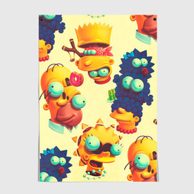 Постер с принтом Crazy Simpsons в Ухте, 100% бумага
 | бумага, плотность 150 мг. Матовая, но за счет высокого коэффициента гладкости имеет небольшой блеск и дает на свету блики, но в отличии от глянцевой бумаги не покрыта лаком | bart | gomer | liza | simpsons | the simpson | барт | гомер | лиза | мардж | мульт | мультфильм | симпсоны