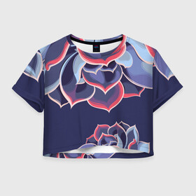 Женская футболка Crop-top 3D Суккуленты: в Ухте, 100% полиэстер | круглая горловина, длина футболки до линии талии, рукава с отворотами | растение | растения | суккулент | суккуленты | цветы