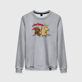 Женский свитшот хлопок с принтом Крутые бобры Норберт&Деггет в Ухте, 100% хлопок | прямой крой, круглый вырез, на манжетах и по низу широкая трикотажная резинка  | angry beavers | daggett | norbert | the angry beavers | деггет | крутые бобры | норберт | норберт и деггет