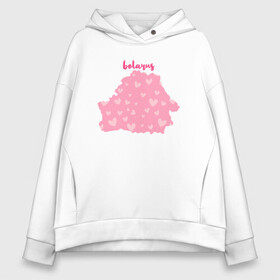 Женское худи Oversize хлопок с принтом Love Belarus в Ухте, френч-терри — 70% хлопок, 30% полиэстер. Мягкий теплый начес внутри —100% хлопок | боковые карманы, эластичные манжеты и нижняя кромка, капюшон на магнитной кнопке | belarus | love | ussr | беларусь | белорус | белоруссия | лукашенко | любовь | минск | сердце | ссср | страна | турист | флаг