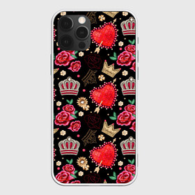 Чехол для iPhone 12 Pro Max с принтом Корона и розы в Ухте, Силикон |  | абстракция | королева | корона | паттерн | розы | текстуры | узоры | цветы