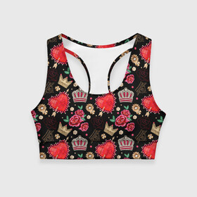 Женский спортивный топ 3D Корона и розы: в Ухте, 82% полиэстер, 18% спандекс Ткань безопасна для здоровья, позволяет коже дышать, не мнется и не растягивается |  | абстракция | королева | корона | паттерн | розы | текстуры | узоры | цветы