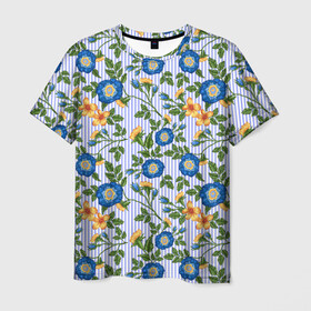 Мужская футболка 3D с принтом Цветочки в Ухте, 100% полиэфир | прямой крой, круглый вырез горловины, длина до линии бедер | абстракция | лютики | паттерн | текстуры | узоры | цветочки | цветы