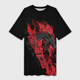 Платье-футболка 3D с принтом Fire and Blood Dragon в Ухте,  |  | crow | fire and blood | game of thrones | lannister | stark | statwb | targaryen | винтерфел | ворон | игра престолов | король ночи | ланнистер | лютоволк | мать драконов | пламя и кровь | север | старки | таргариен | черные крылья
