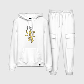 Женский костюм хлопок (с толстовкой) с принтом Lannister Hear me Roar в Ухте,  |  | Тематика изображения на принте: crow | fire and blood | game of thrones | lannister | stark | statwb | targaryen | винтерфел | ворон | игра престолов | король ночи | ланнистер | лютоволк | мать драконов | пламя и кровь | север | старки | таргариен | черные крылья