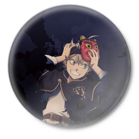 Значок Черный клевер: в Ухте,  металл | круглая форма, металлическая застежка в виде булавки | anime | black clover | аниме | аста | буракку куро:ба | гримуар | манга | пятилистник | черный клевер