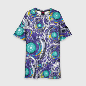 Детское платье 3D Бейблейд: в Ухте, 100% полиэстер | прямой силуэт, чуть расширенный к низу. Круглая горловина, на рукавах — воланы | beyblade | jet  волчок | бейблейд виверн | бейблэйд | вращение | джет вайрон | знаки | игра | космос | круг | металл | снаряжение | текстура | томи той