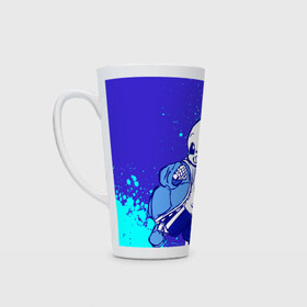 Кружка Латте с принтом UNDERTALE SANS BLUE в Ухте, Белая керамика | Объем 480 мл; Высота 150 мм; Диаметр 90 мм | Тематика изображения на принте: sans | undertale | андертале | андертейл | гтвукефду | игра | подземная история | подземная сказка | санс | ундертале