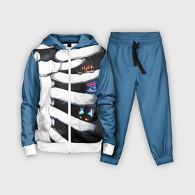 Детский костюм 3D с принтом SANS AND FRISK в Ухте,  |  | frisk | sans | undertale | андертале | андертейл | гтвукефду | игра | подземная история | подземная сказка | ребра | санс | скелет | ундертале | фриск