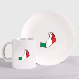 Набор: тарелка + кружка с принтом Италия в Ухте, керамика | Кружка: объем — 330 мл, диаметр — 80 мм. Принт наносится на бока кружки, можно сделать два разных изображения. 
Тарелка: диаметр - 210 мм, диаметр для нанесения принта - 120 мм. | Тематика изображения на принте: among us impasta | italy | италия | италияфинал | че2021 | чемпионевропы