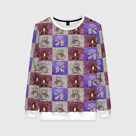 Женский свитшот 3D с принтом Медведи на ковре в Ухте, 100% полиэстер с мягким внутренним слоем | круглый вырез горловины, мягкая резинка на манжетах и поясе, свободная посадка по фигуре | игрушки | ковёр | медведи | медвежата | мех | плюш