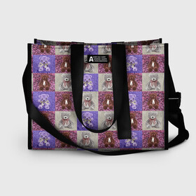 Сумка-шоппер 3D с принтом Медведи на ковре в Ухте, 100% полиэстер | застегивается на металлическую кнопку; внутренний карман застегивается на молнию. Стенки укреплены специальным мягким материалом, чтобы защитить содержимое от несильных ударов
 | игрушки | ковёр | медведи | медвежата | мех | плюш