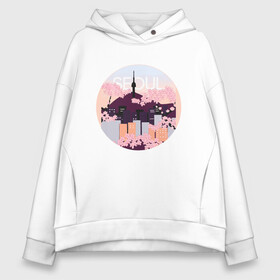 Женское худи Oversize хлопок с принтом Seoul Tower With Woodblock в Ухте, френч-терри — 70% хлопок, 30% полиэстер. Мягкий теплый начес внутри —100% хлопок | боковые карманы, эластичные манжеты и нижняя кромка, капюшон на магнитной кнопке | 3racha | bts | bts idol | drake | exid hot pink | ikon | kpop | seoul tower with woodblock style cherry blossoms south korea | sleepy baby wolf | stay gold | кейпоп | корейская музыка | корея | кпоп | поп