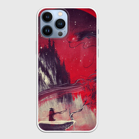 Чехол для iPhone 13 Pro Max с принтом ЗМЕЙ ДРАКОН 3D в Ухте,  |  | Тематика изображения на принте: воин | гора | деревья | дракон | змей | илюстрация | культура | лес | луна | самурай | скалы | холм