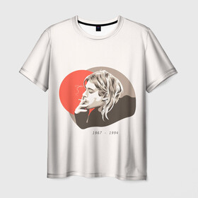 Мужская футболка 3D с принтом Арт Курт в Ухте, 100% полиэфир | прямой крой, круглый вырез горловины, длина до линии бедер | alternative | kurt cobain | metall | music | nirvana | rock | альтернатива | курт кобейн | курт кобэйн | металл | музыка | нирвана | нирванна | рок