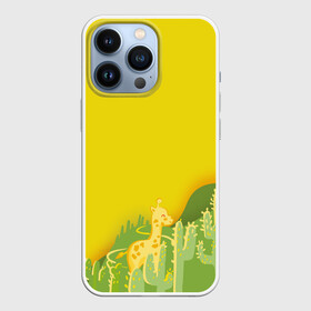Чехол для iPhone 13 Pro с принтом Милый жираф в кактусах в Ухте,  |  | животные | жираф | кактусы | лето | листва | милые | мультик | солнечный | яркий