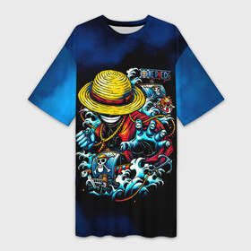 Платье-футболка 3D Луффи пират Соломенной Шляпы: в Ухте,  |  | anime | manga | monkey d. luffy | one piece | аниме | большой куш | ван пис | вон пис | капитан | король пиратов | луси | луфи | луффи | луффи но уми | луффи таро | манга | манки д. луффи | монки | мугивара | пират