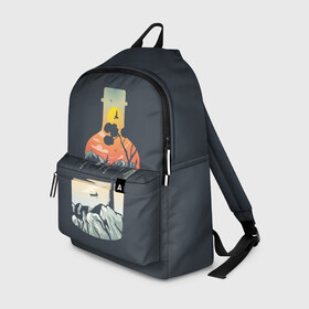 Рюкзак 3D с принтом Философия  в Ухте, 100% полиэстер | лямки с регулируемой длиной, сверху петелька, чтобы рюкзак можно было повесить на вешалку. Основное отделение закрывается на молнию, как и внешний карман. Внутри два дополнительных кармана, один из которых закрывается на молнию. По бокам два дополнительных кармашка | бутылка | горы | закат | пейзаж | природа | философия | япония
