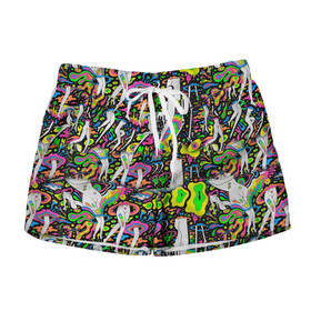 Женские шорты 3D с принтом Психоделика / Абстракция в Ухте, 100% полиэстер | прямой крой, два кармана без застежек по бокам. Мягкая трикотажная резинка на поясе, внутри которой широкие завязки. Длина до середины бедра | pop art | абстракция | арт | геометрия | девушка | космос | круги | ноги | психоделика