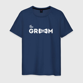Мужская футболка хлопок с принтом Tie groom в Ухте, 100% хлопок | прямой крой, круглый вырез горловины, длина до линии бедер, слегка спущенное плечо. | groom | grooms team | team | жених | мальчишник | молодожены | мужская | мужчин | праздник | свадьба