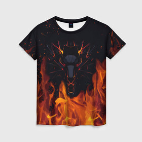 Женская футболка 3D с принтом THE WITCHER ОГОНЬ в Ухте, 100% полиэфир ( синтетическое хлопкоподобное полотно) | прямой крой, круглый вырез горловины, длина до линии бедер | the witcher | ведьмак | зе витчер | игра | компьютерная игра | огонь