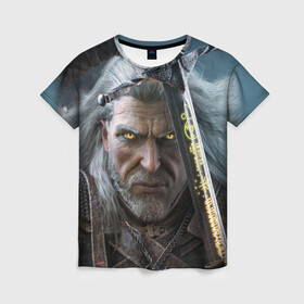 Женская футболка 3D с принтом THE WITCHER ГЕРАЛЬТ в Ухте, 100% полиэфир ( синтетическое хлопкоподобное полотно) | прямой крой, круглый вырез горловины, длина до линии бедер | the witcher | ведьмак | геральт | зе витчер | игра | компьютерная игра