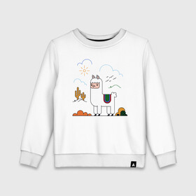 Детский свитшот хлопок с принтом Little Alpaka в Ухте, 100% хлопок | круглый вырез горловины, эластичные манжеты, пояс и воротник | альпака | детские | женские | звери | лама