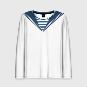 Женский лонгслив 3D с принтом Матроска парадная ВМФ в Ухте, 100% полиэстер | длинные рукава, круглый вырез горловины, полуприлегающий силуэт | вмф | военная форма | день флота | матроска