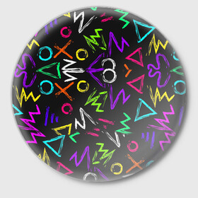 Значок Геометрия: в Ухте,  металл | круглая форма, металлическая застежка в виде булавки | абстракция | геометрия | зигзаг | крестики | крестики нолики | круги | тренды | треугольник | фигуры